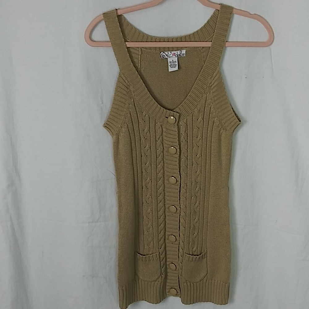 Dolce camel chunky knit sweater tunic tank Small